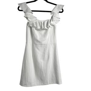 French Connection White Mini Dress Size 4 Ruffles